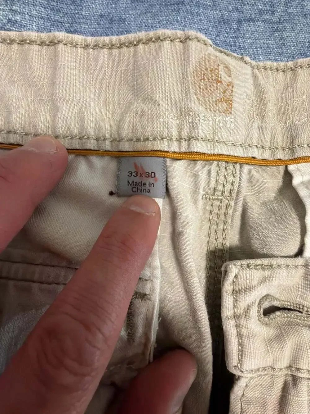 Carhartt Cargo Pants Size 33x30 Beige Relaxed Fit Ripstop Workwear